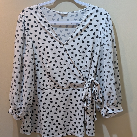 PerSeption Concept Tops - PerSeption Concept Monochrome Leaf Print Top